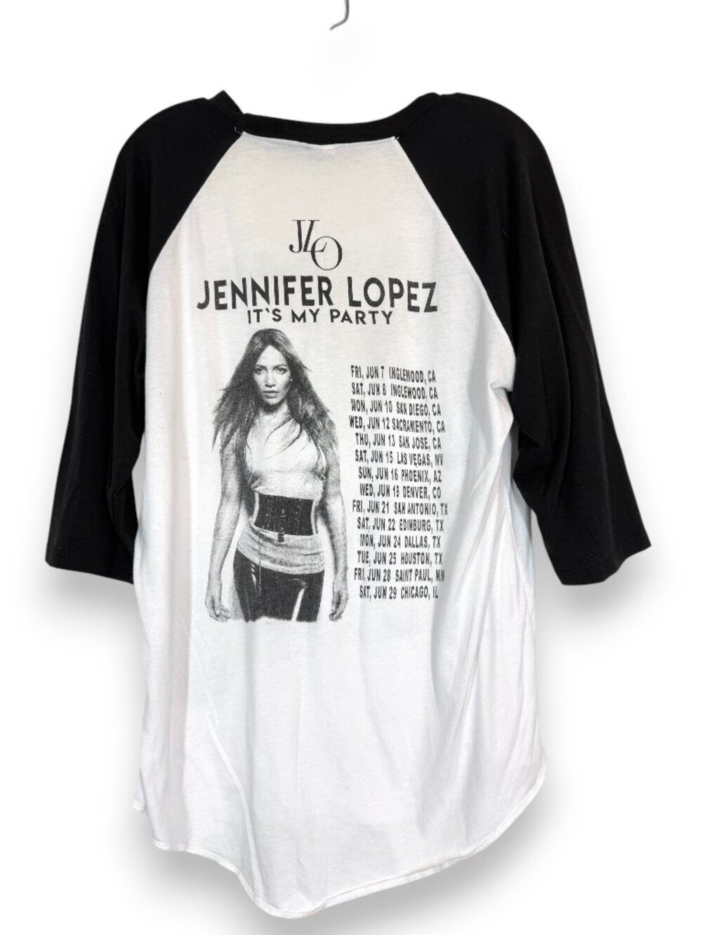 JLO Jennifer Lopez It's My Party Tour Baseball Tee T-Shirt Band Large